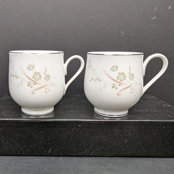 Sango Odette Pattern 6266 Porcelain 6 Oz Flat Teacup Green Blue Floral - Picture 1 of 8